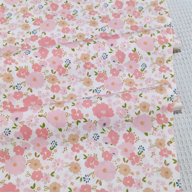 160x50cm 꽃무늬 보라색 녹색 면 능직 침구 드레스 원단