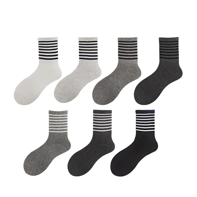 Special price black and white striped cotton socks, girls' summer daily versatile casual socks, yoga sports striped socks