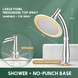 6Inch High Pressure Rainfall Shower Head,Handheld Shower Head 360 Adjustable Bathroom Accessories,Water Saving