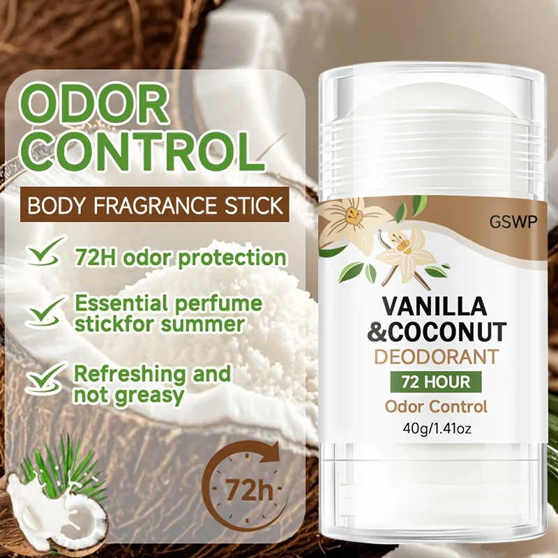 Déodorant stick GSWP Vanille et Noix de Coco, sans aluminium, léger, non gras, parfum longue durée 72 heures. 40 g/80 g_voghion.com