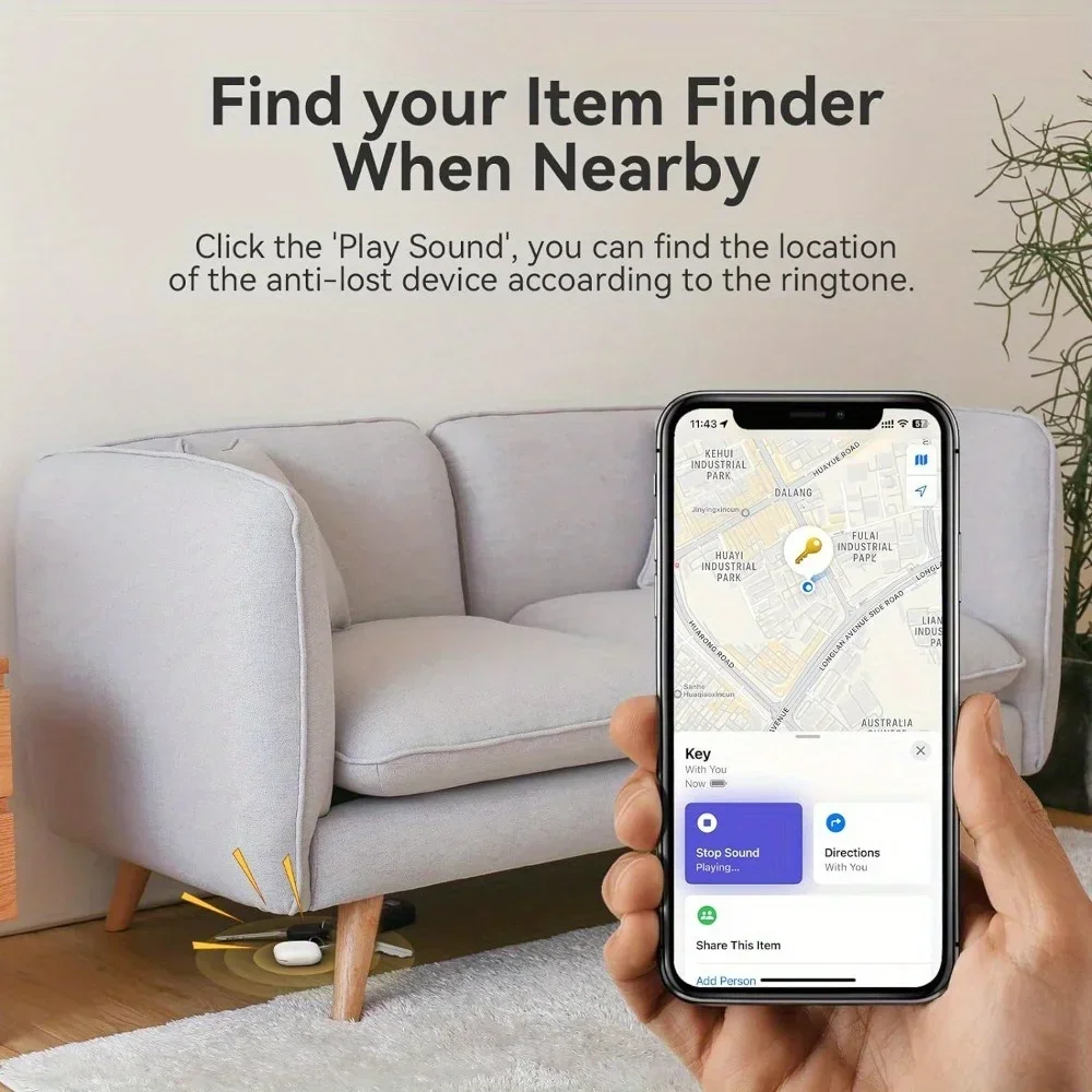 Item Finder Set 2 Pieces for Apple Find My(iOS Only), Waterproof, Replaceable Battery, Loss Mode, 2 Pieces in White and Black