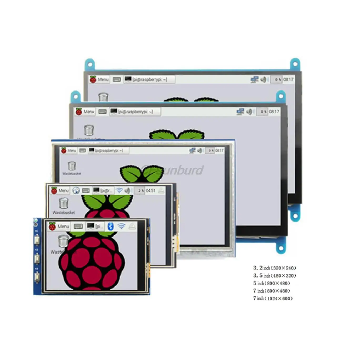 Raspberry pi 3.2/3.5/5/7 polegadas touch display lcd suporte módulo ...