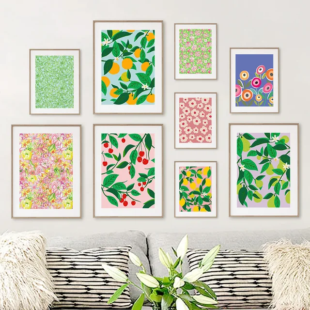 Flower Market Wall Art Mural Fruit Plant Canvas Painting Boho Abstract Poster Print Modern Pictures For Living Room Home Decor