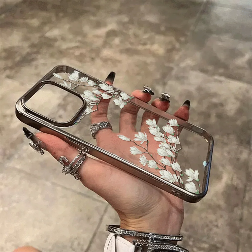 Matte Watercolor Peach Blossom Shockproof Phone Case - Anti-Fall Cover