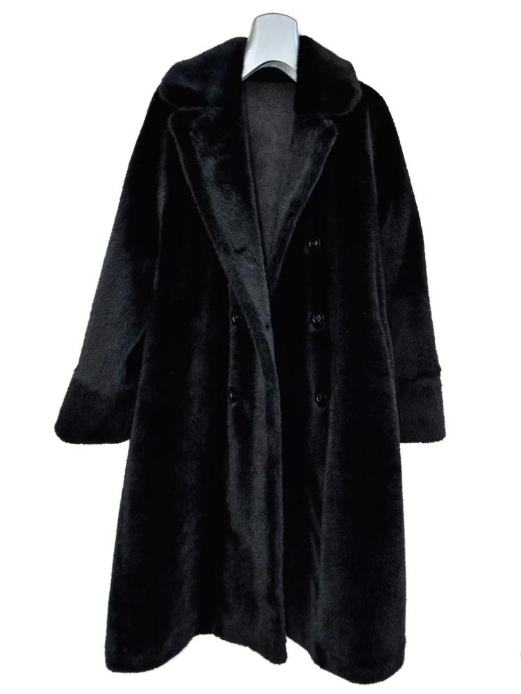 

Winter Fake Fur Imitation Mink Plush Long Loose Thickened Fur One Piece Suit Collar Fur Coat for Women