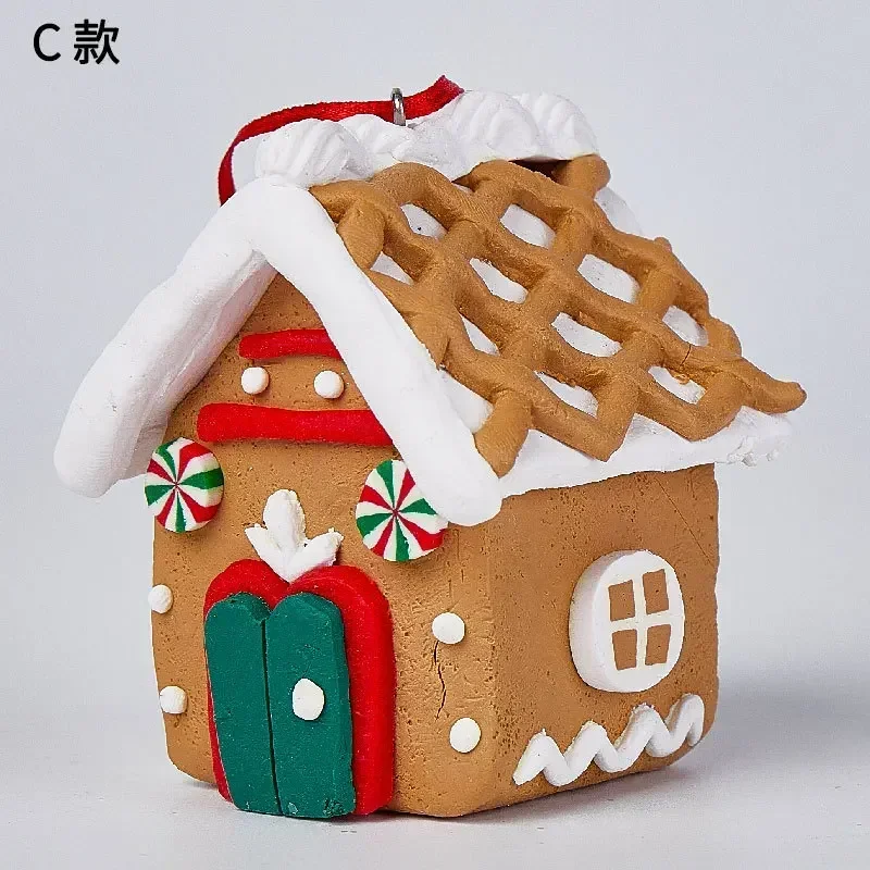 thumbnail image 1 of Casa de jengibre de Papá Noel hecha a mano, decoración navideña en 3D, para mesa, 1 of 5