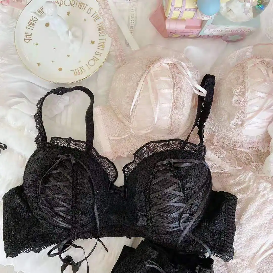 Lolita Girls Lace Padded Bra Sets Women Underwear Intimates