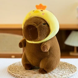 Adorable Capybara Plush Toy with Turtle Bag and Strawberry Cap - Perfect Kids Gift and Home Decoration - 23CM (K09)