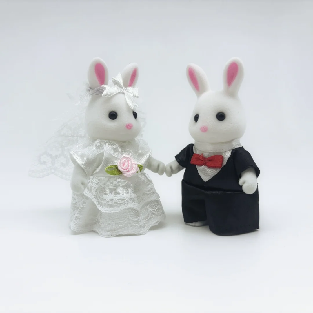 Valentine's Day Newlywed rabbit 1:12 Simulation Forest Family  Animal Dollhouse Figures Miniature FurnitureKitchen Accessories — view 5