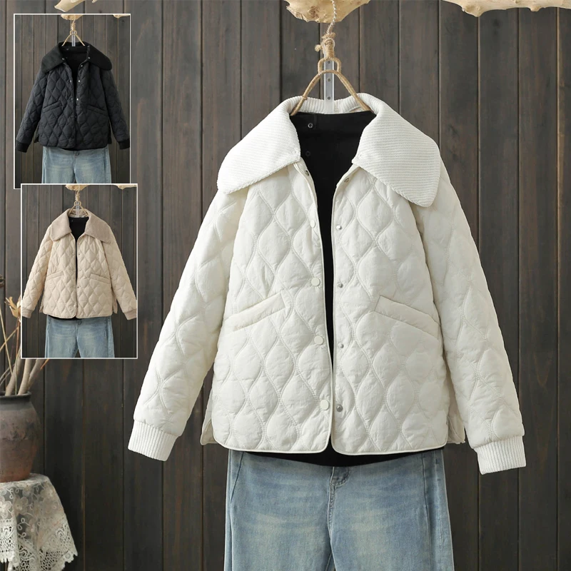 탈착식 칼라 ~ 겨울 플러스 사이즈 100.00kg 다운 자켓면 패딩 의류 겉옷 퀼트 윗면 패딩 재킷 짧은면 패딩 코트 패션