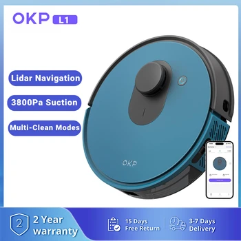 OKP Lidar Robot Vacuum Cleaner 3800Pa Power Suction , LiDAR Navigation Smart Home appliance, Self-Charging,  for Pet Hair,Carpet 1