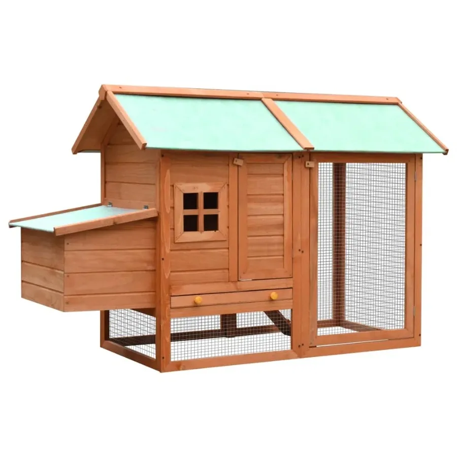 Solid Pine and Fir Wood Chicken Cage 66.9x31.9x43.3 Inches