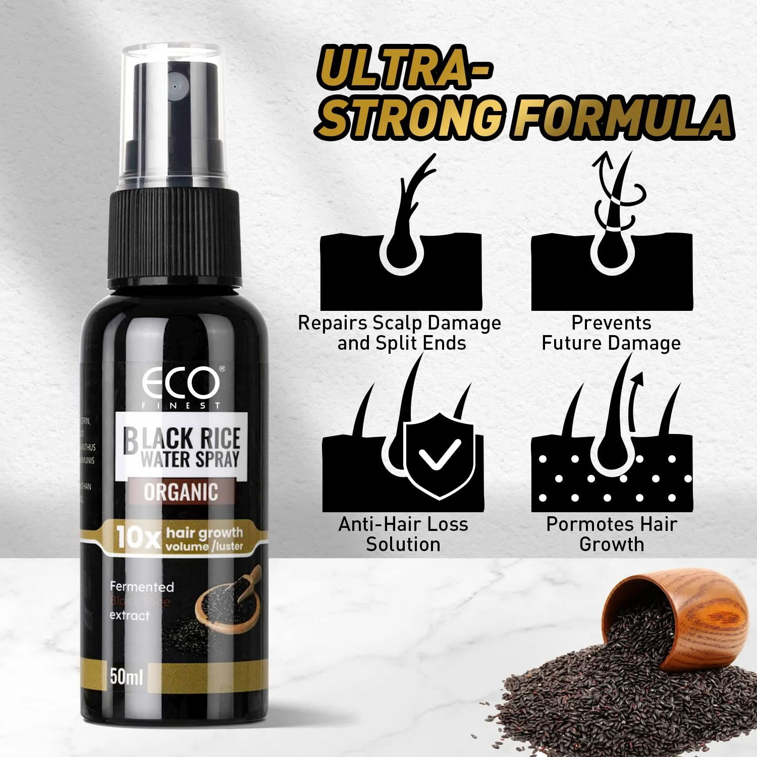 Hair Essential Oil Soft Smooth Hair Black Rice Water Spray For Thicker
