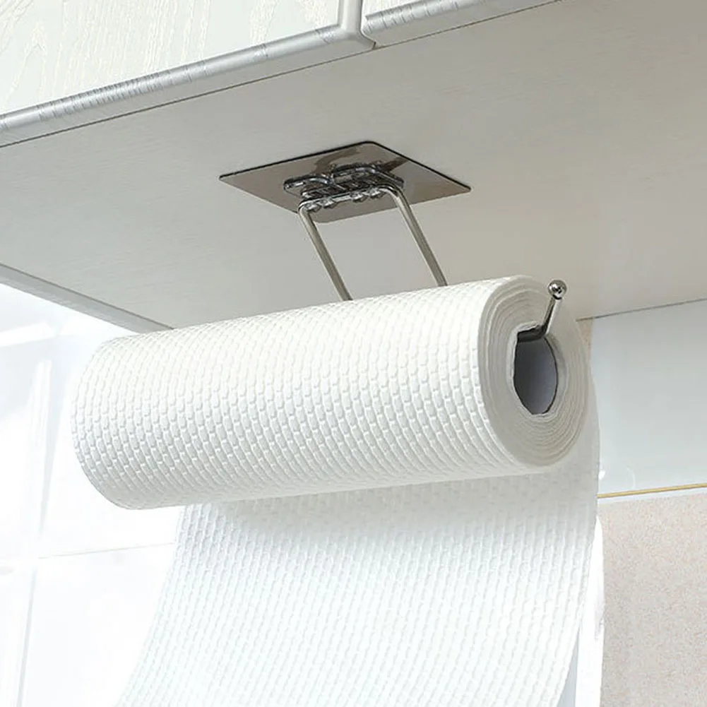 Bathroom Towel Rack Stand Stainless Steel Home Storage Rack No Drilling Kitchen Paper Holder Self-Adhesive Roll Holder paper towel holder towel rack toilet paper holder toilet roll holder