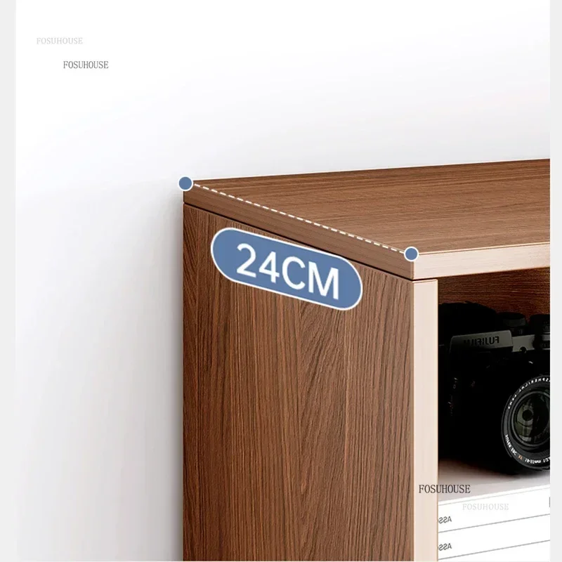 One-piece Chinese Bookcase for Living Room Wood-based Panel Wall-mounted Multi-layer Bookcases Retro Personalized Shelf for Home