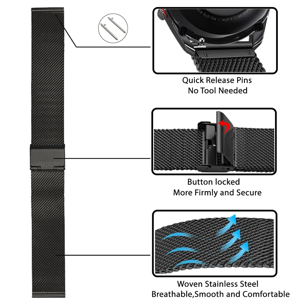 Haylou GST RS4 LS12 ÷ RS3 LS04 RT LS05S LS02 RT2 LS10 SmartWatch  ݼ ޽    20mm 22mm η ƿ Ʈ