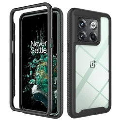 Hybrid Rugged Armor Shockproof Case with TPU Frame and Hard Plastic Transparent Back Cover for OnePlus Nord N20 5G (Black)