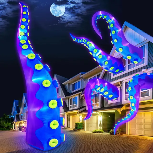 Outdoor Blow Up Inflatable Octopus Tentacles with Built-in Lights and Blower Inflatable Octopus Arms Legs for Event Party Decor 1