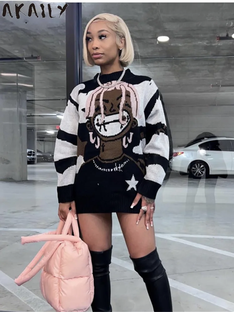 Akaily Autunno Donna Maglione Inverno Maglione Donna 2022 Pullover Manica Lunga Top Nero Bianco Felpe Lavorate A Maglia Maglieria Donna