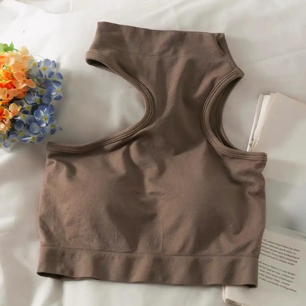 

Chest Shape Vest Flattering Off Shoulder Crop Top with Integrated Cups Stylish High Collar Women's Vest for Chest for Women