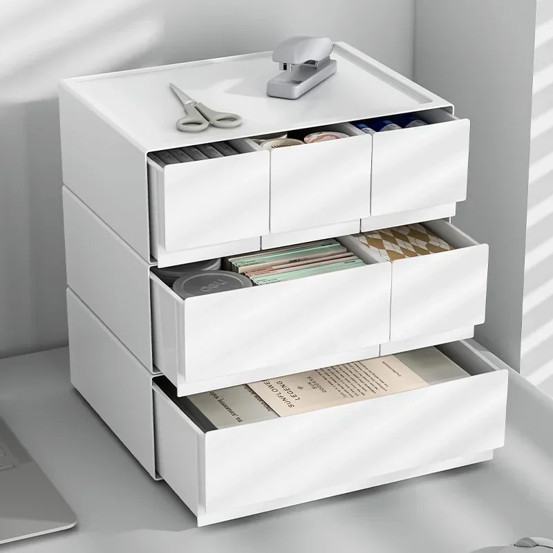 Stackable White Storage Drawer Desktop Storage Box for Office School Sundries Stationery Storage Organizer Home Desk Supplies