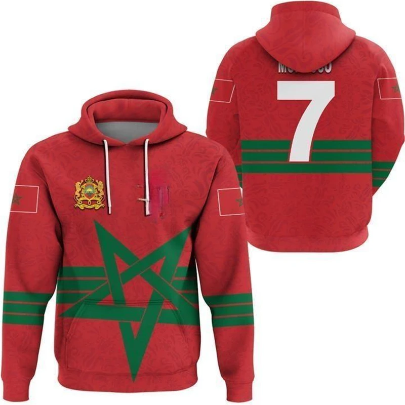 

Morocco Jersey Moroccan Map Flag 3D Print Hoodies For Men Clothes MA National Emblem Graphic Sweatshirts Boy Sport Pullovers Top