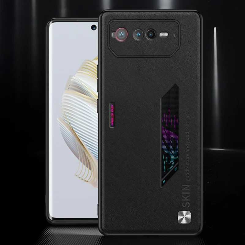Luxury PU Leather Phone Case For Asus ROG Phone 6 Back Cover Matte Silicone Shockproof Full Camera Protection Case Coque_voghion.com