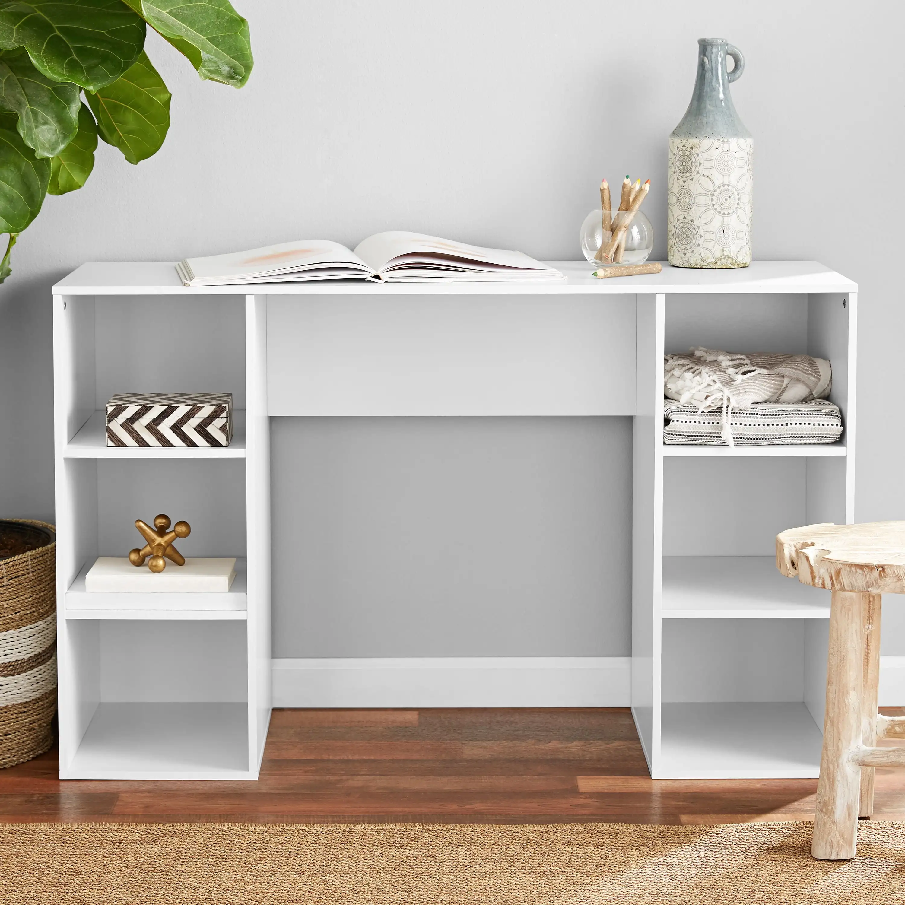 

6-Cube Storage Computer Desk, White
