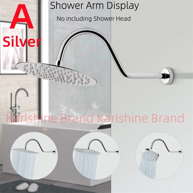 Stainless Steel Chrome&Black Shower Head Tube Extension Arm S Shaped Showerhead Riser Pipe Fixed Bar For Bathroom Accessories