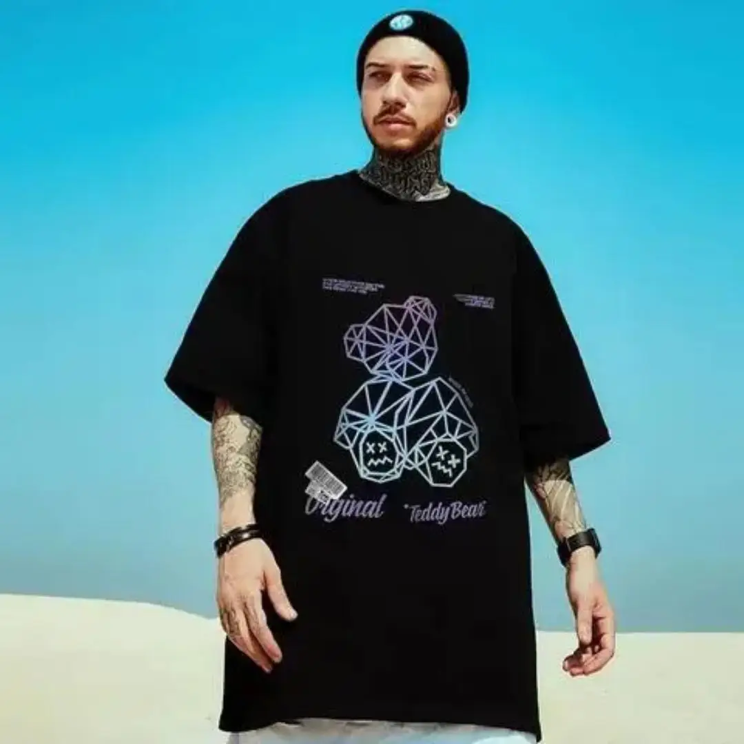 

American Fashion Brand Trend Retro Vintage Short Sleeve T-shirt Gothic Style High Street Loose Oversize Half Sleeve Harajuku