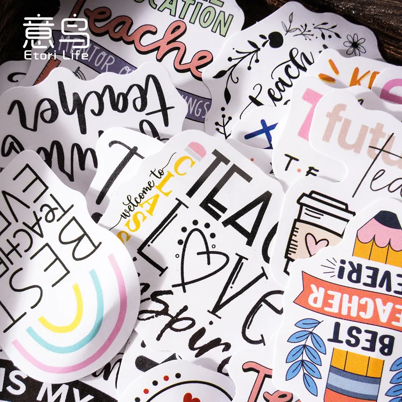 46pcs Etori Life English Graffit Sticker DIY Material Decorative Stationery Album Diary Cup Notebook Mobile Phone Toy Scrapbook