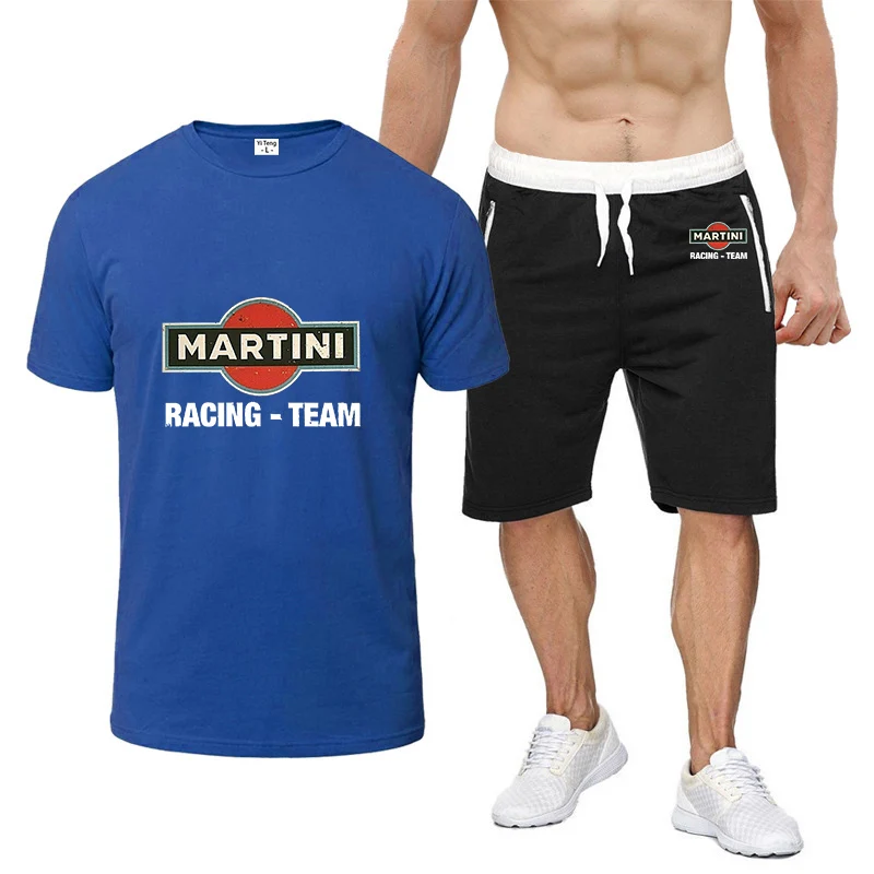 2023 new Martini Racing printing summer men's HipHop Harajuku style T-shirt high-quality short-sleeved shorts suit sportswear