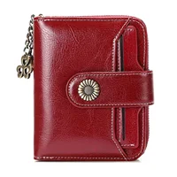 Genuine Leather Short Women Wallet Hasp Zipper Mini Zero Wallet Portable Female Purse Slim Money Bag Small Coin Card Holders