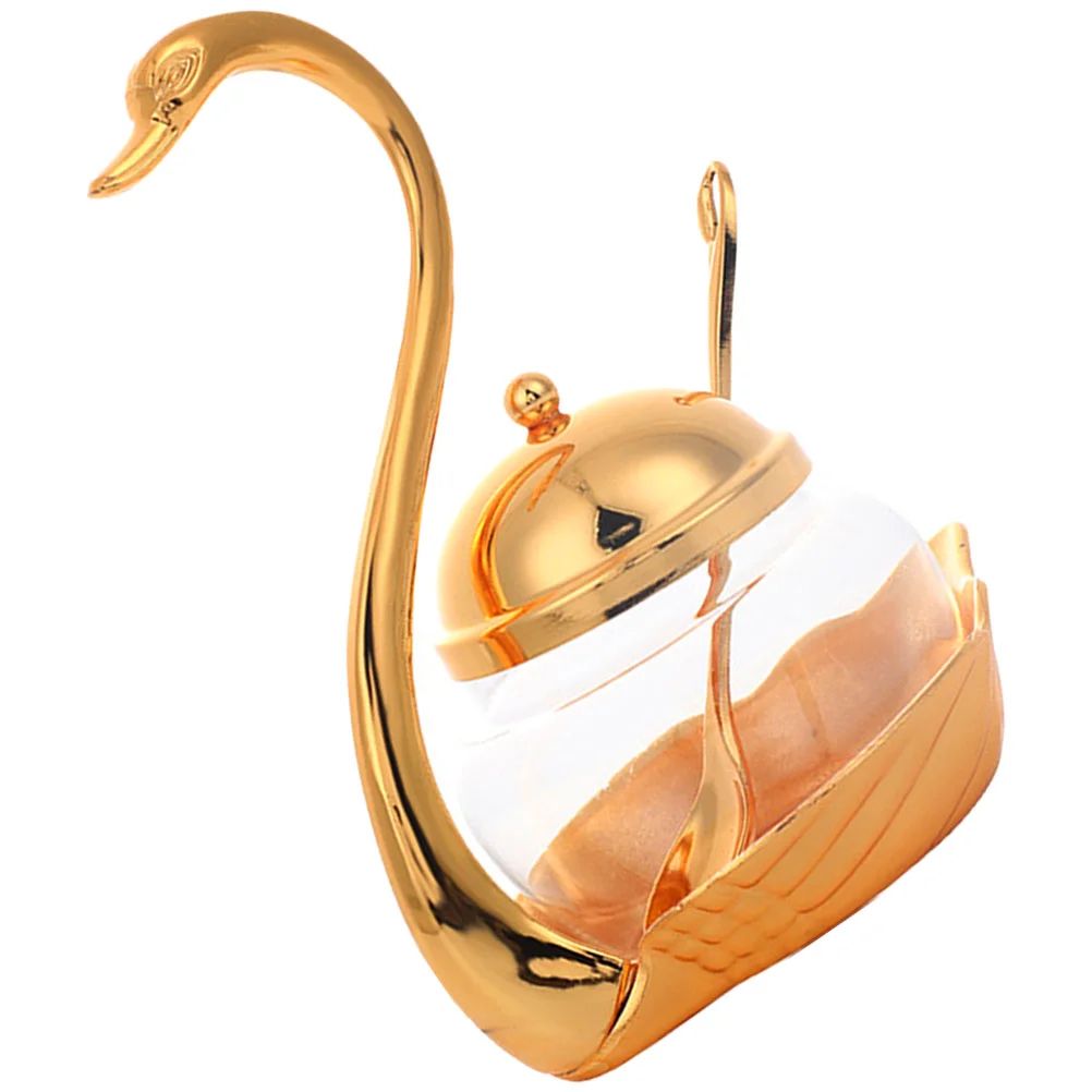 

Black Pepper Sugar Bowl Glass Sauce Bottles Seasoning Container Zinc Alloy Swan Jar