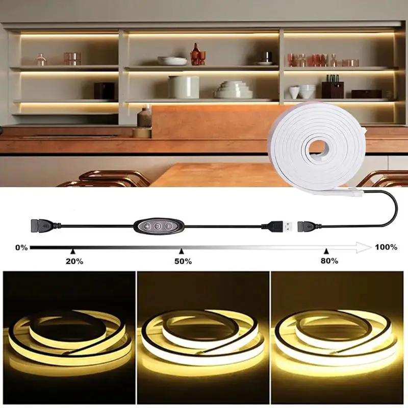 1Pc 5V 2A USB 전원 케이블 10단계 디밍 LED 조명 램프 속도 컨트롤러 3KEY 조광기 스위치-홈클럽