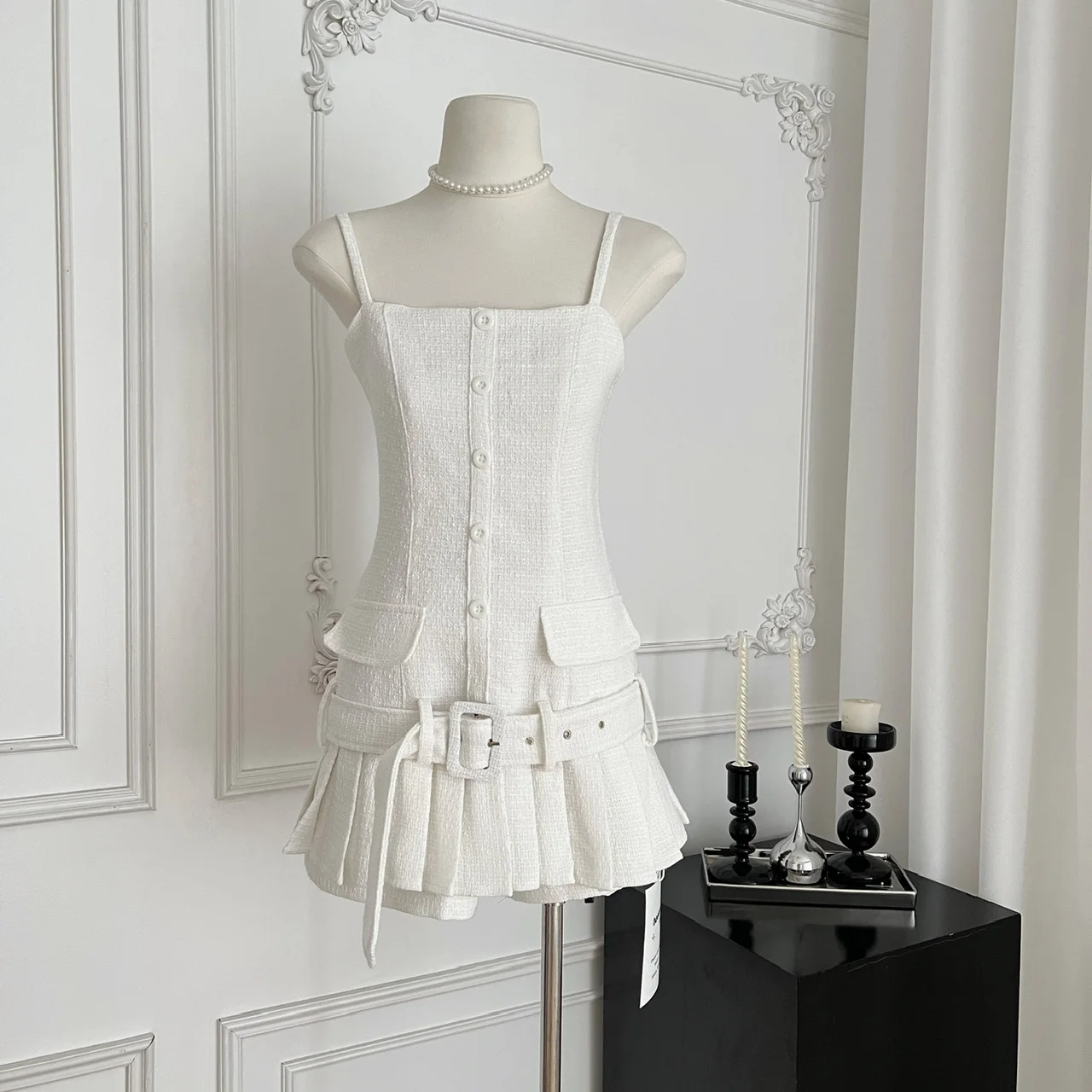 Summer Women Graduation Korean Fashion Dress With Belt Mini