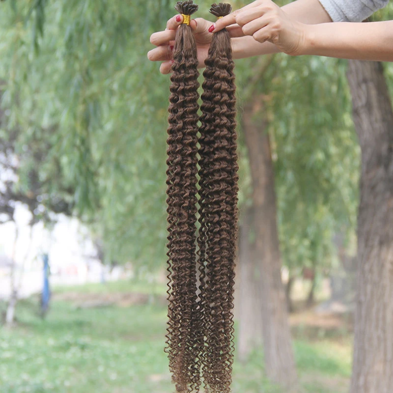 페루 딥 웨이브 4 613 블론드 캡슐 케라틴 플랫 팁 인간 헤어 익스텐션 컬리 레미 퓨전 프리 보세 헤어 14-30 인치