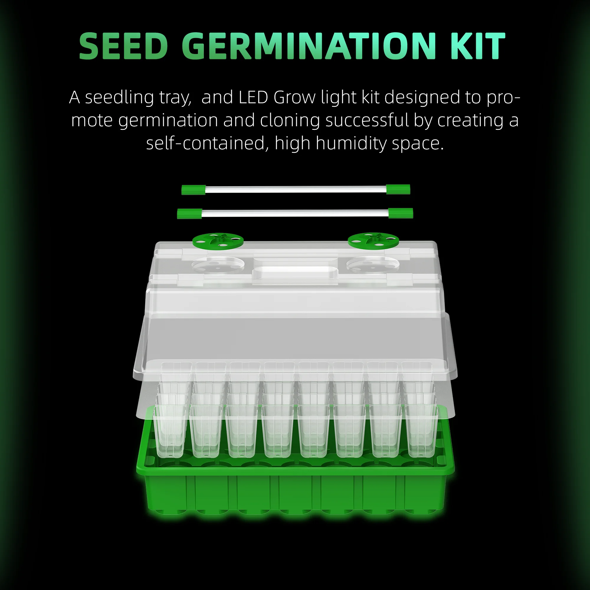 Enhanced Seed Starter Kit with Grow Light and 40-Cell Tray