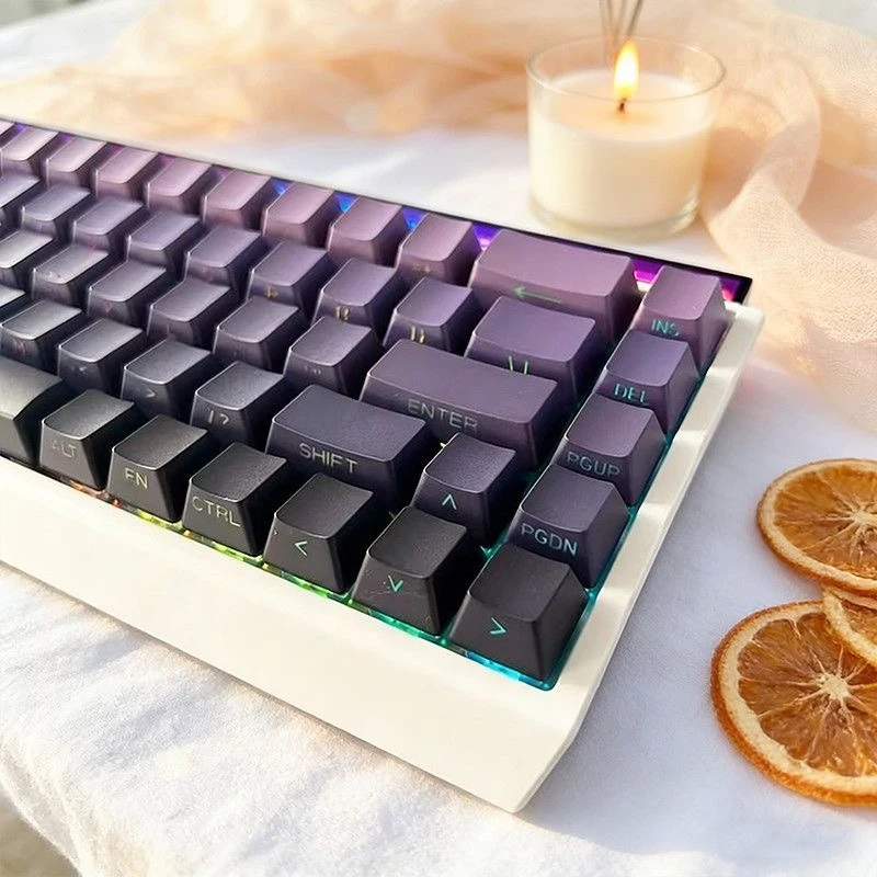 Purple Gradient Keycap Set - OEM Profile, Red-Pink-Blue Shade with Side and Top Print