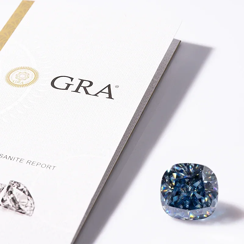 MOJY ViVid Blue Real Moissanite Loose Stones Cushion Cut 0.5ct~6ct Gemstone For Women Jewelry Diamond Ring Material With GRA