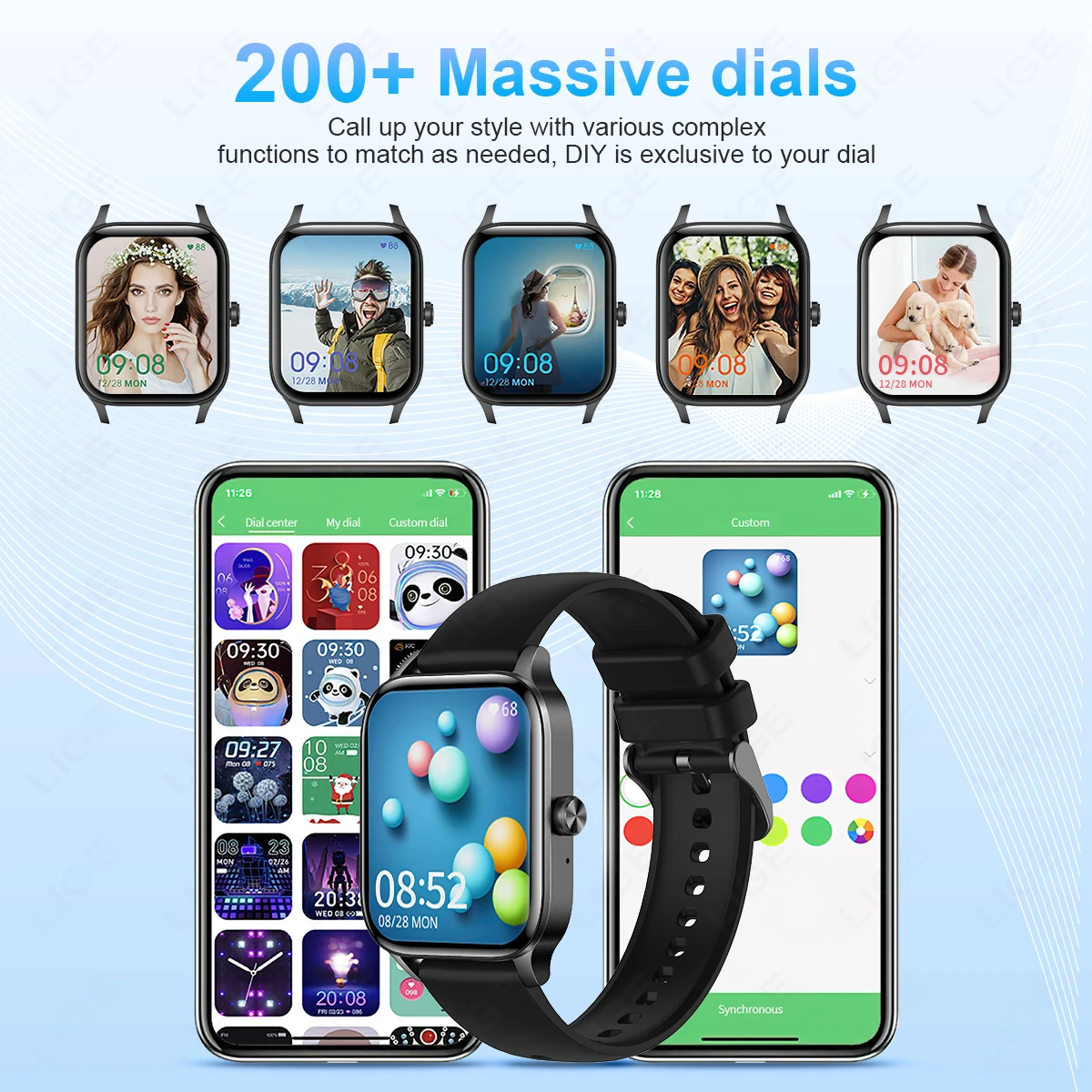 LIGE Fashion Smart Watch Women 1.85” HD Screen Custom Watch Face Women’s Health Monitor Watch Bluetooth Call Sports Smartwatches