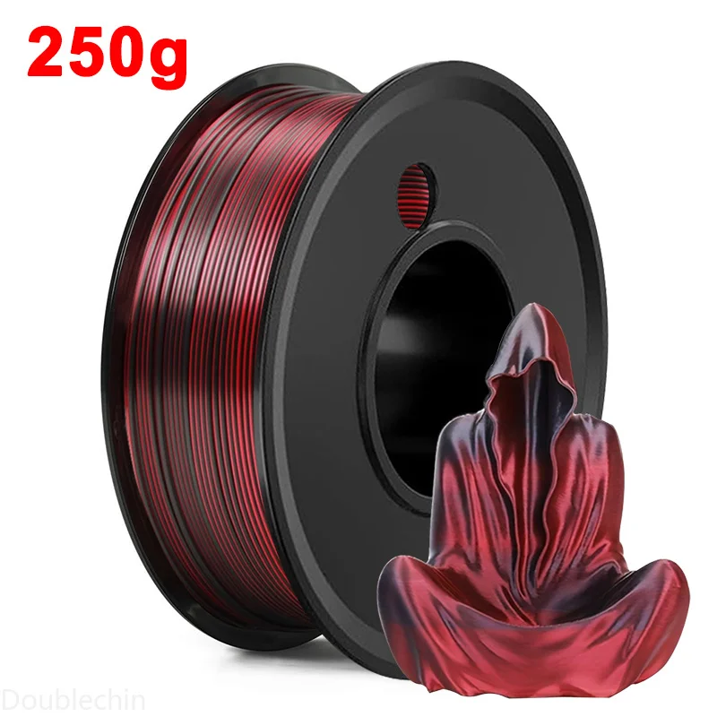 250g 500g 1kg 투톤 PLA 실크 골드 그린 3D 프린터 필라멘트 1.75mm 듀얼 컬러 3D 프린팅 재료 실크 PLA 블랙 레드 250gx4