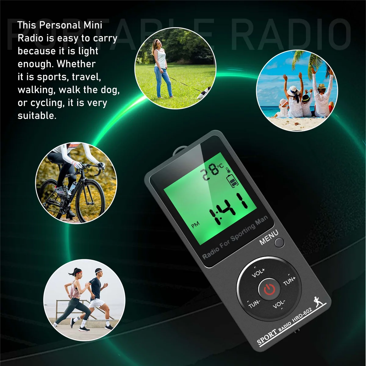 AM FM 휴대용 개인 라디오, 헤드폰 포함 워크맨 라디오, 충전식 배터리 포함, 디지털 디스플레이 스테레오 라디오