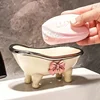 1Pc Cute Plastic Bathroom Soap Dish - Bowknot Design Soap Holder with Creative Drainage - Bathroom Accessories Tray 1