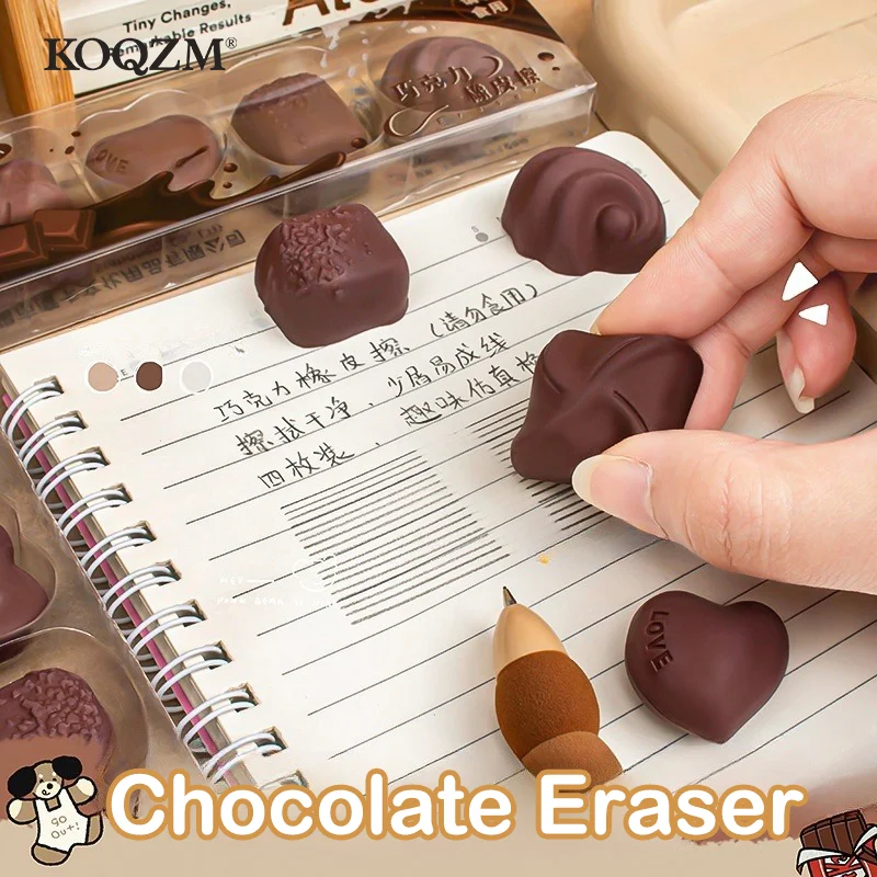 4 pezzi creativi simpatici gomma da cancellare al cioccolato simulata gomma da cancellare per studenti cancelleria Kawaii disegno in gomma forniture per ufficio regali