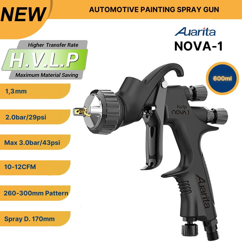 HVLP Lackierpistole NOVA 1 - Professionelle Spritzpistole Mit 1,4mm Düse & 600ml Tank