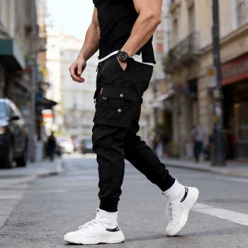 2025 New Trendy Solid Color Pants, Multi Flap Pocket Men's Cargo Pants, Loose Casual Outdoor Pants, Men's Work Pants oversized 1