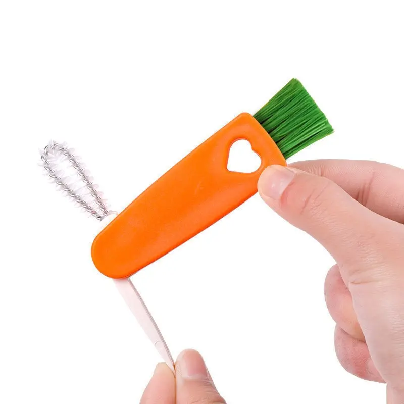 Cute Three-in-One Carrot Cup Lid Cleaning Brush Household Kitchen  Multifunctional Folding Mini All-round Creative Cleaning Brush - AliExpress