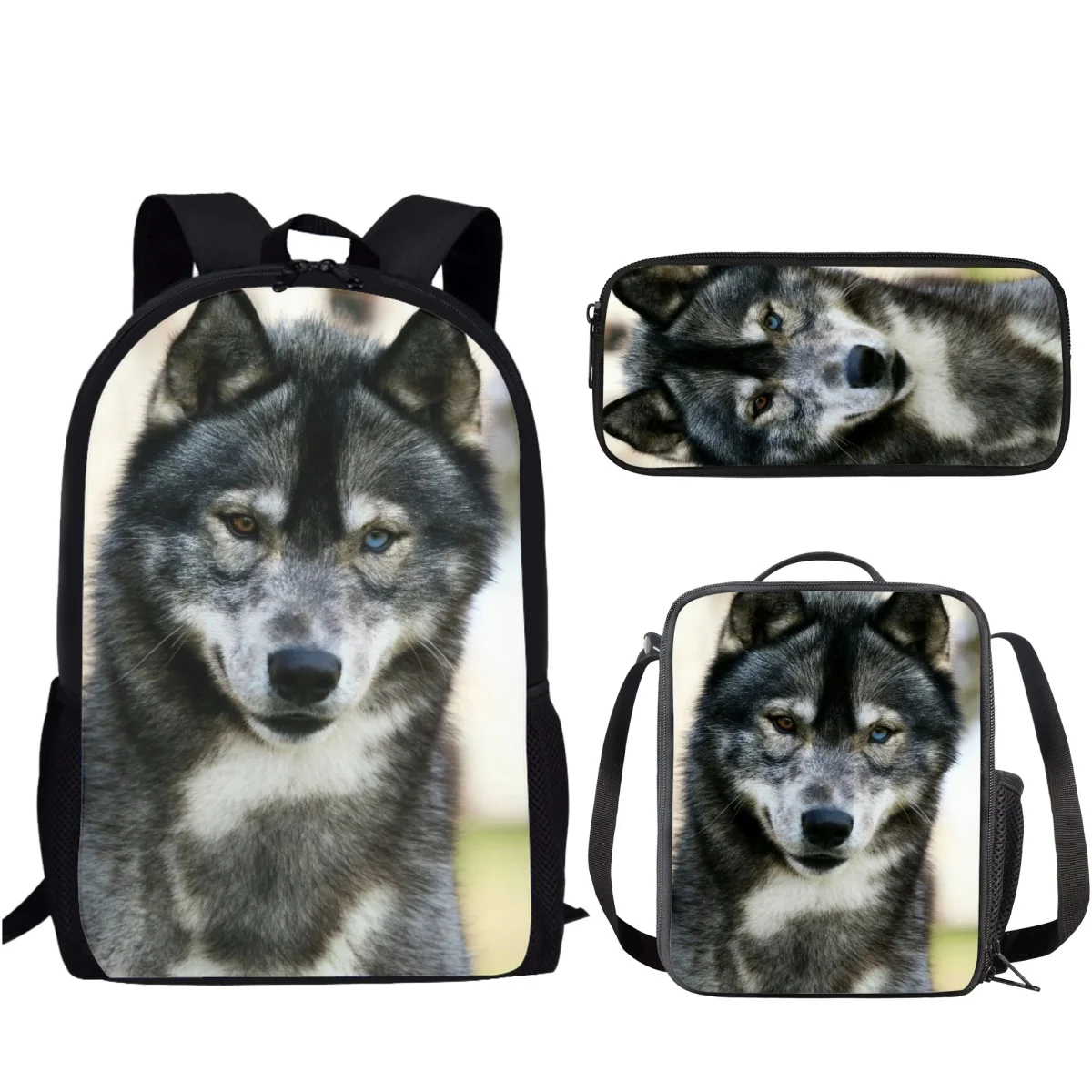 

Alaskan Malamute Design Teenagers 3Pcs School Bags Women Boy Student Backpack 3D Printed Kids Lunch/Pencil Case/Book Bag Mochila