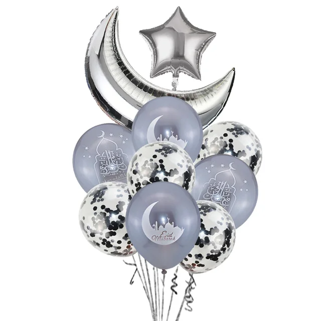 Ballonok Mubarak Eid Muszlim Ramadan Dekorációk Ballonkészlet Alumínium Csillogó Születésnapi Kareem Iszlám Hold - Image 4